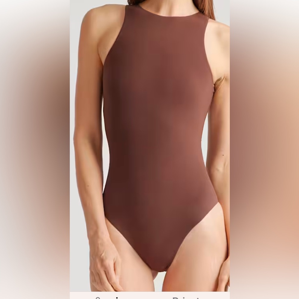 Flavita Crewmeck Sleeveless Brown One-Piece Bodysuit. Size XL.